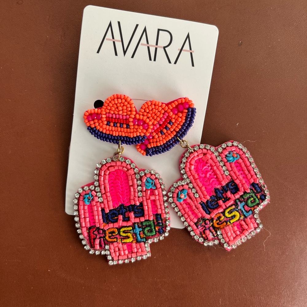 Fiesta Pink and Orange Beaded Earrings